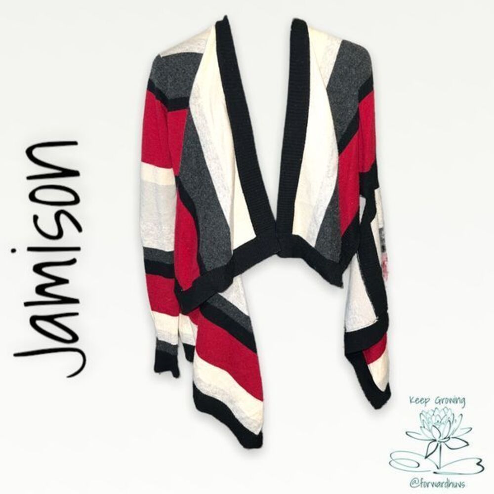 Jamison Wool Cashmere Blend Color Block Cardigan XS